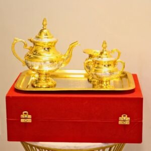 Brass Golden Jug Set W/2 Glass With Box