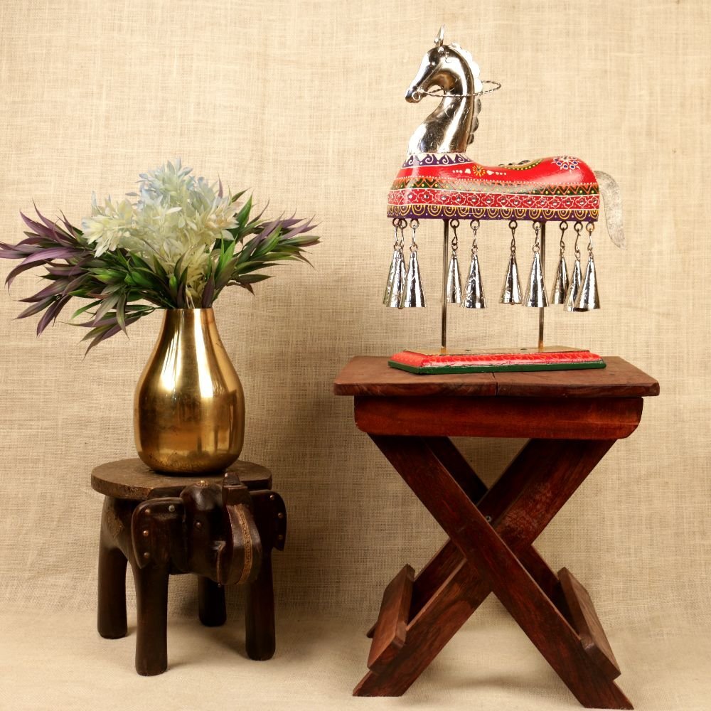 Handcrafted Metal Horse with Bells - Image 2