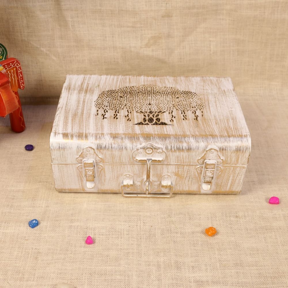 Vintage-Style Metal Storage Trunk - Image 2