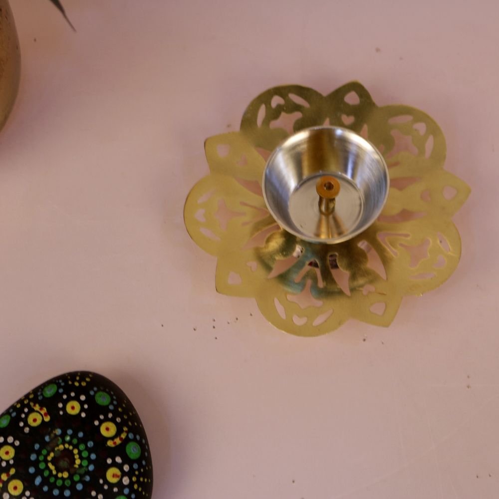 Premium Silver Plated Diya Set with Brass Base | Auspicious Diwali Gifts & Puja Decor - Image 3