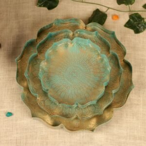 Lotus-Shaped Metal Serving Trays (Set of 3)