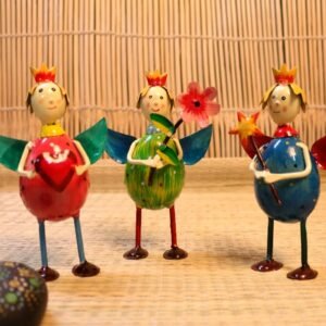 Set of 3 Hand-Painted Iron Angel Figurines | Festive Christmas Decor