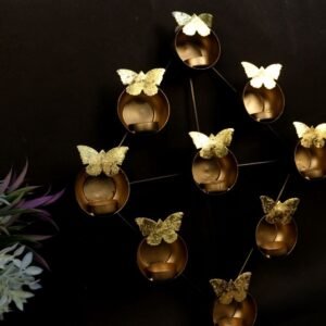 Butterfly Wall Tea Light Holder – 10-Cup Iron Lamp for Festive and Statement Decor