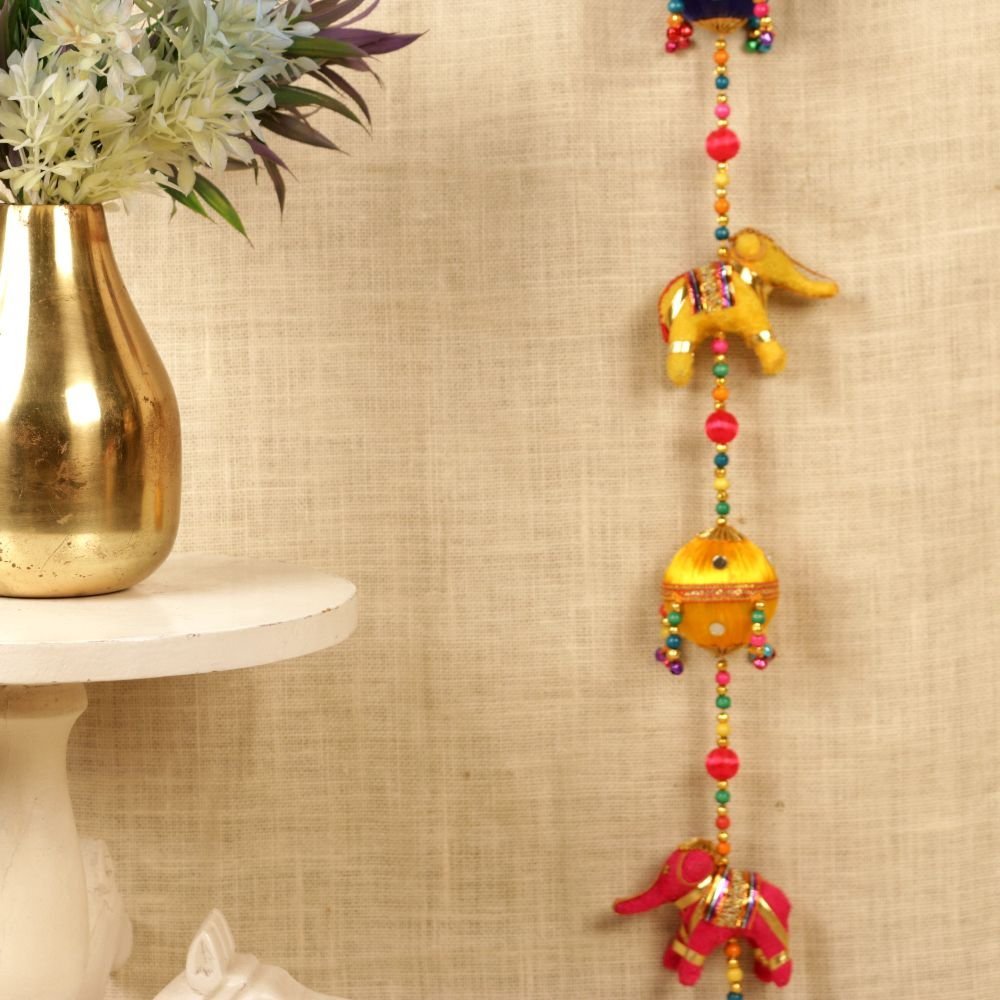 Colorful Handcrafted Elephant Door Hanging (Toran) 28 Inches | Festive Home Decor - Image 2
