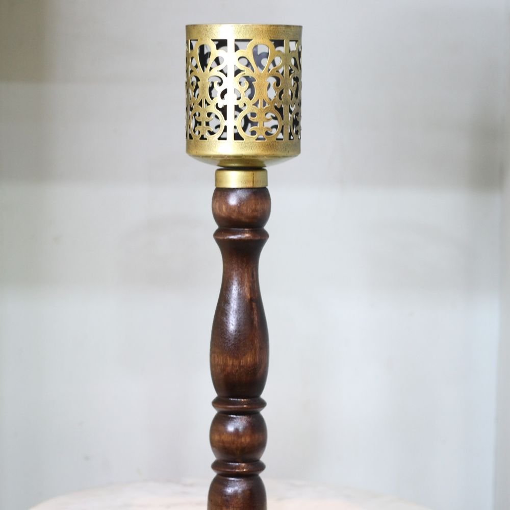 Wooden Candle W/block Top 18'' 194Q - Image 3