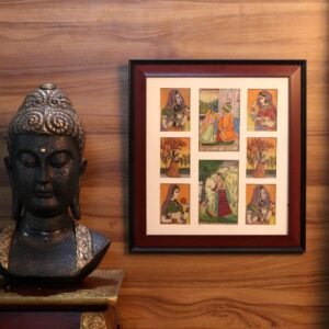Framed Miniature Art Print – 17 ′′ Wooden Rajasthani Style Wall Decor