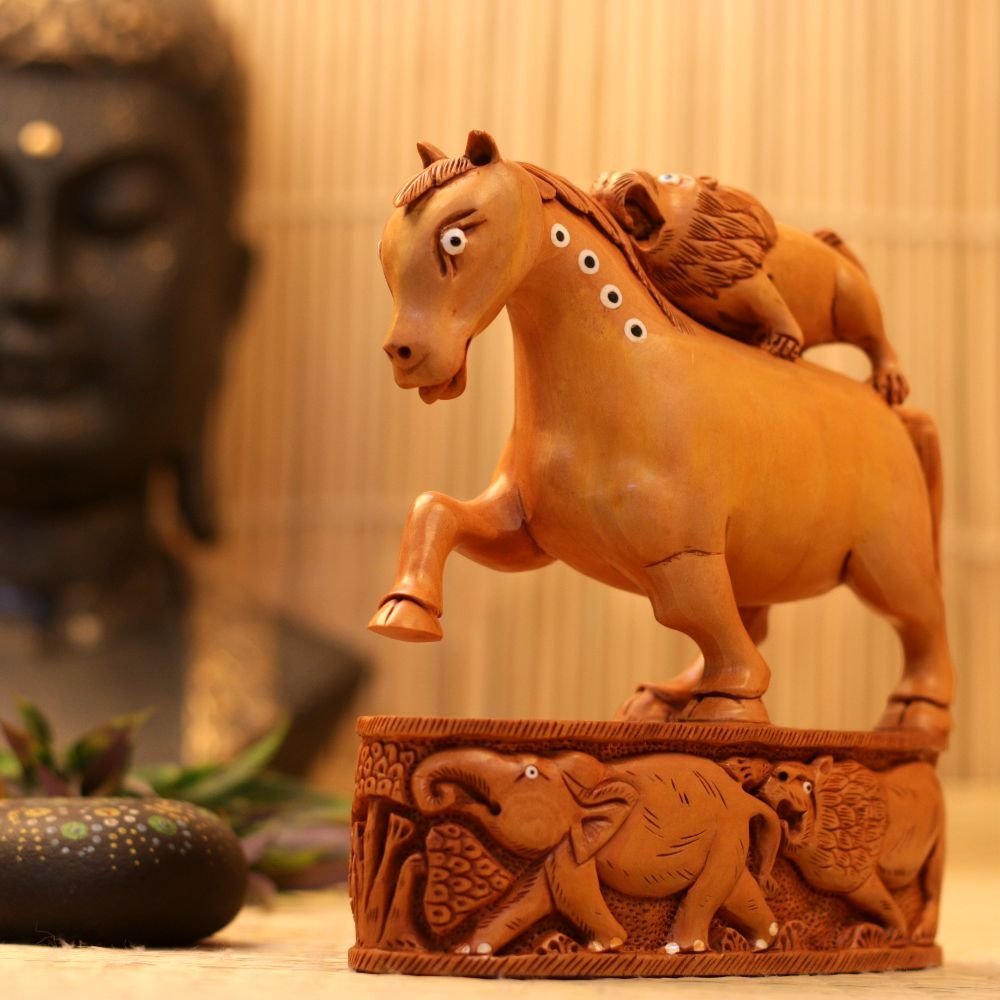 Wooden Horse and Lion Statue - Image 4