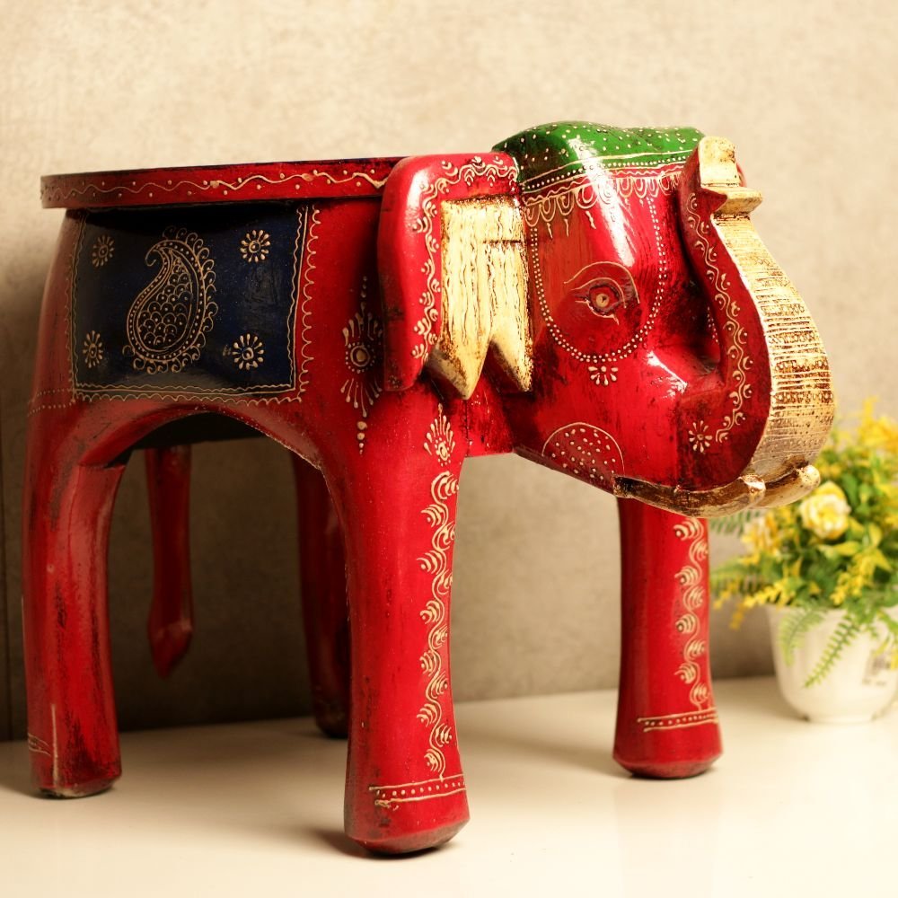 Handcrafted Wooden Elephant Stool - Image 3