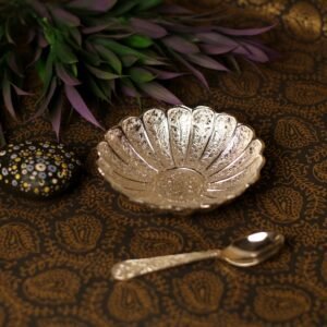 Silver-Plated Serving Bowl with Spoon
