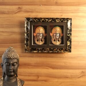 Large Hand-Painted Wooden Storage Box 18×13 | Mughal Couple Art with Handle