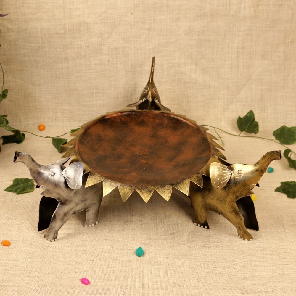 Handcrafted Iron Elephant Decorative Stand – Elegant Home & Festive Décor - Image 3