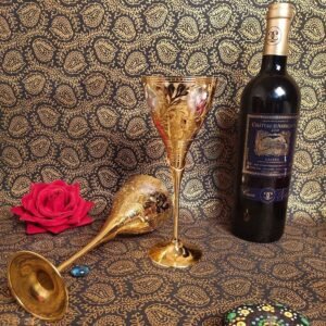 German Silver Wine Glasses with Floral Design (Set of 2)
