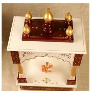 Hand-Painted Wooden Home Temple Mandir – 18 ′′ Altar for Prayer and Diwali