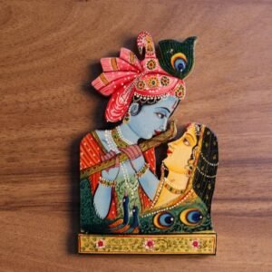 Hand-Painted Wooden Rajasthani Lady Fridge Magnet 4×2.5 | Collectible Ethnic Decor