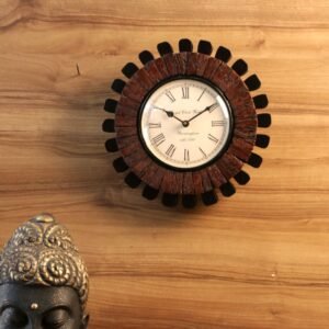 Wooden Wall Clock with Intricate Design