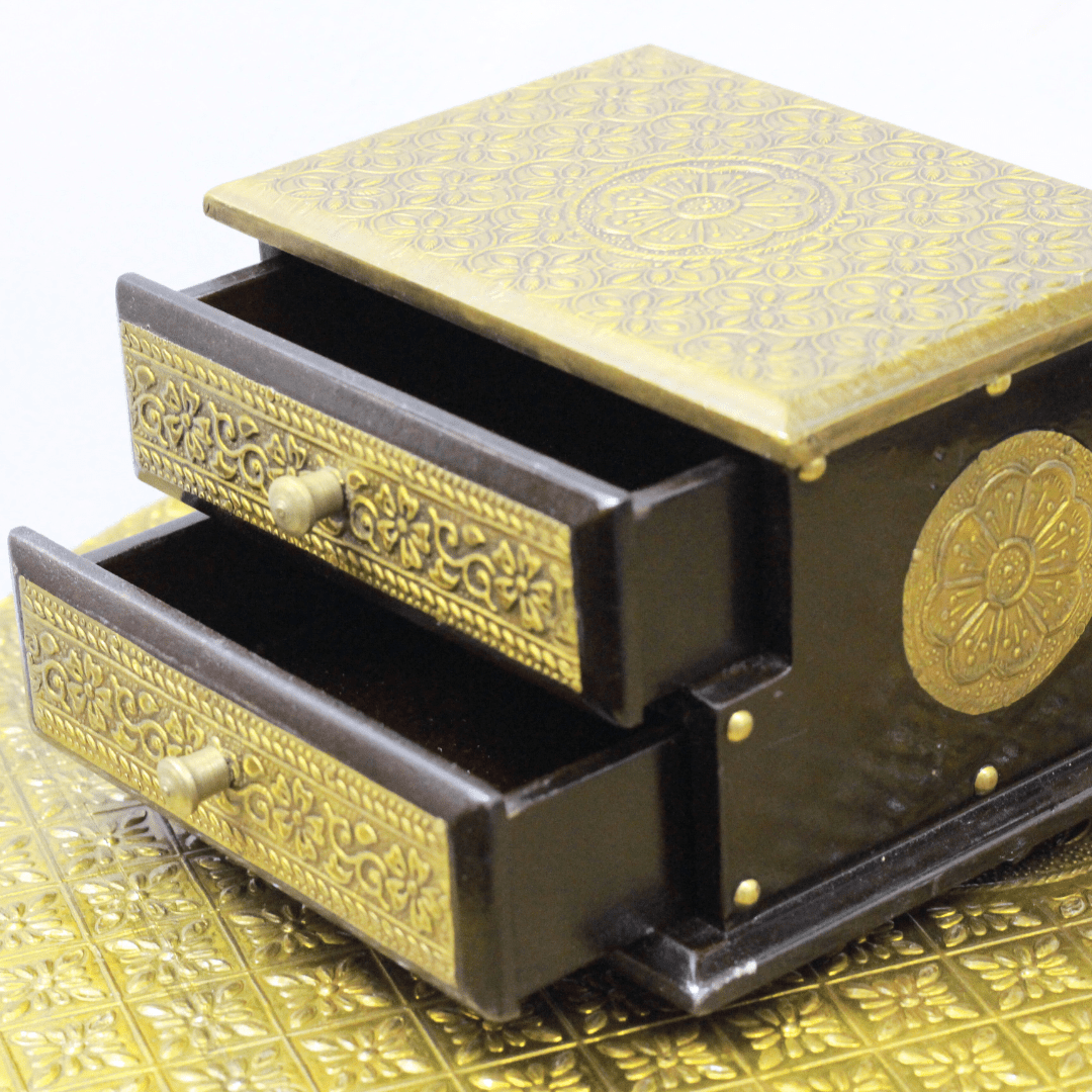 Brass Step Box 2 Drawer - Image 4