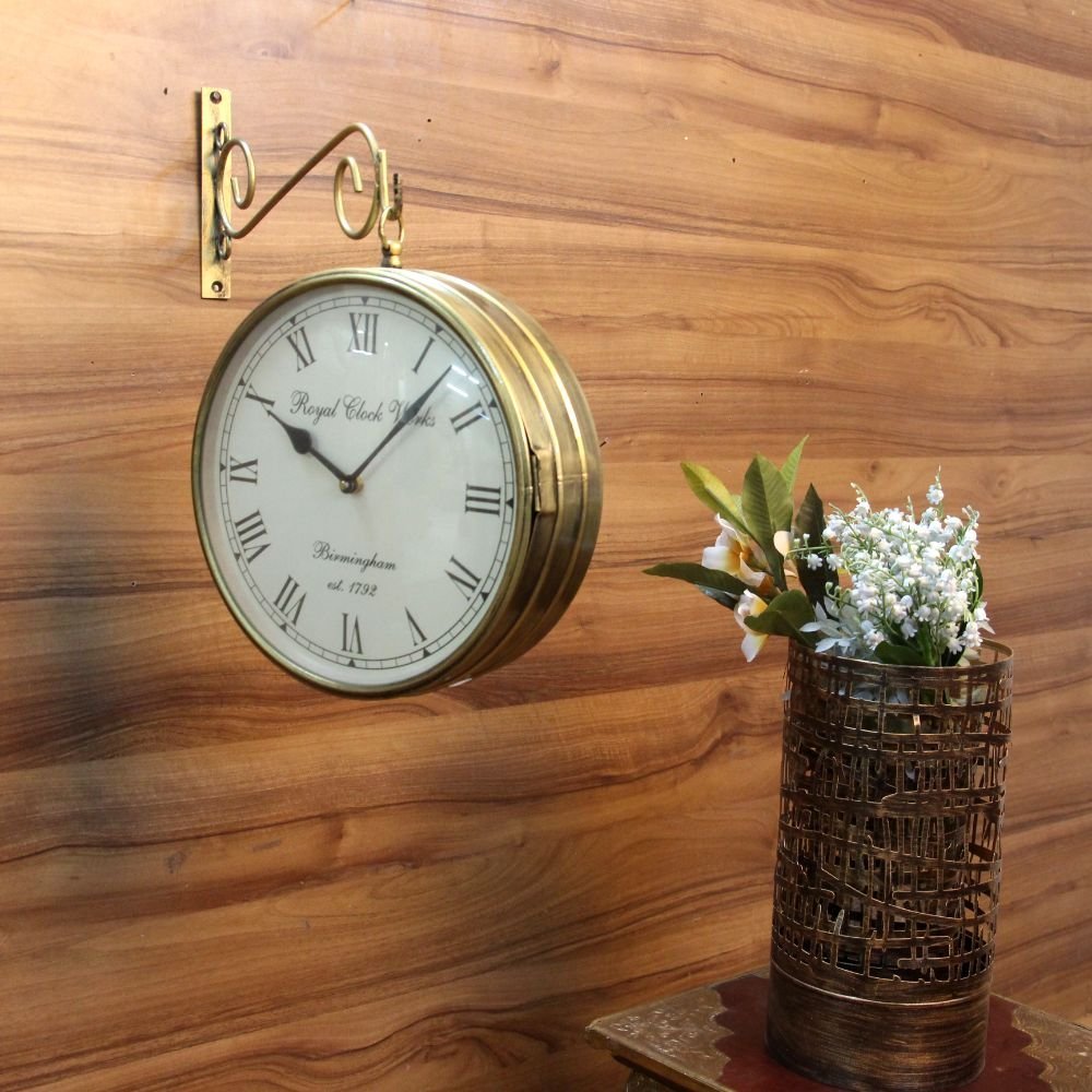 Vintage Charm: Iron Railway Brass Clock – 10 Inch - Image 3
