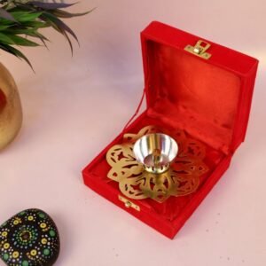 Premium Silver Plated Diya Set with Brass Base | Auspicious Diwali Gifts & Puja Decor