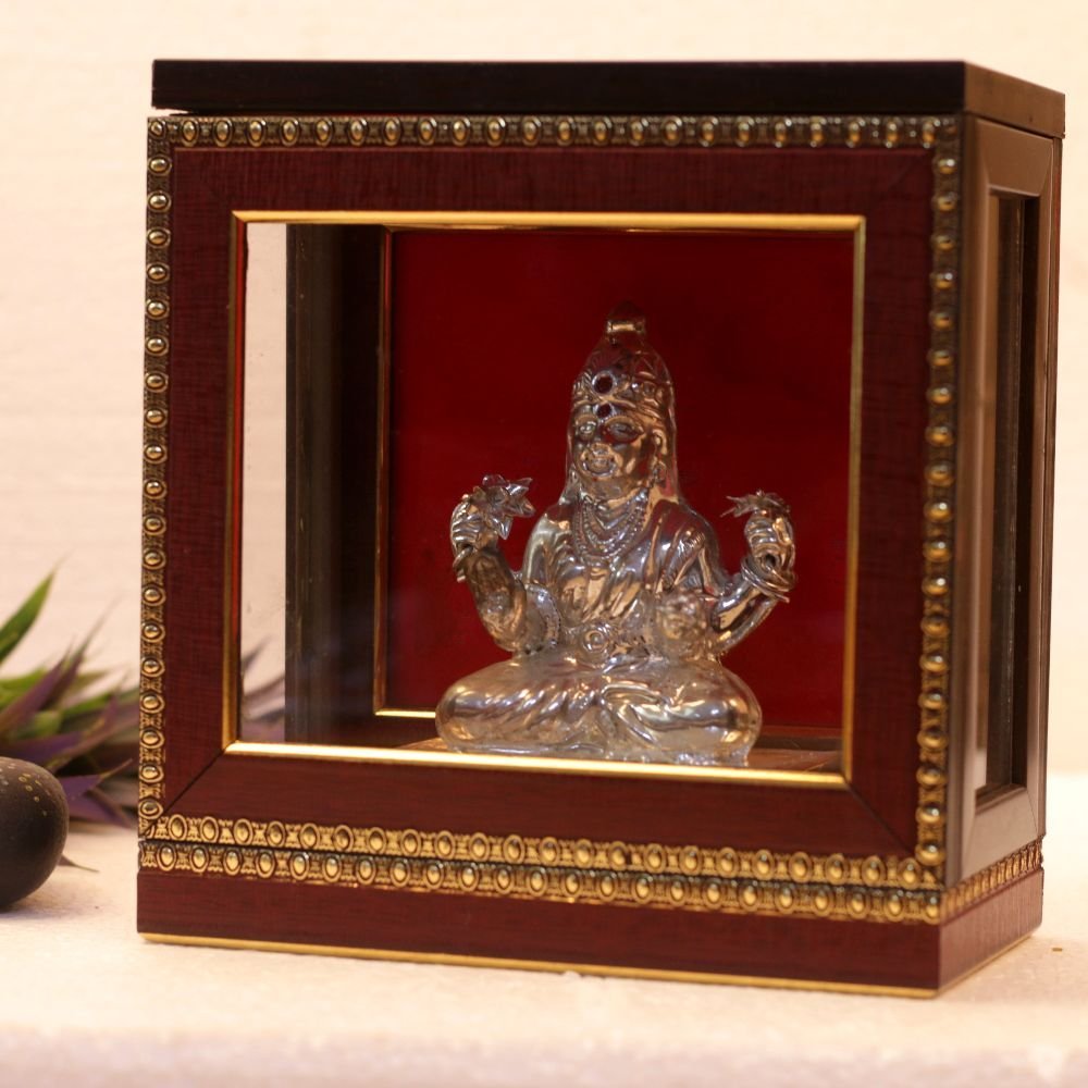 Framed Crystal-Look Goddess Idol 8 in | Lakshmi/Durga Divine Showpiece - Image 2
