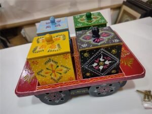 Handpainted Wooden Dry Fruit Trolley