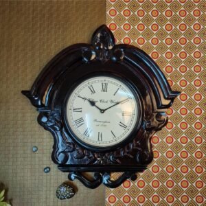 Antique Wooden Wall Clock with Intricate Carvings