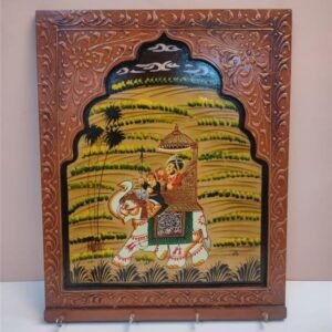 Handpainted Mehraab Key Holder with Elephant Scene