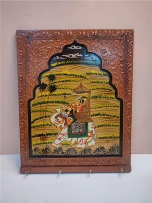 Handpainted Mehraab Key Holder with Elephant Scene