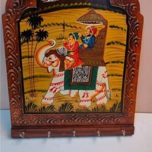Handpainted Mehraab Key Holder with elephant Scene