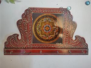 Handpainted Wooden Key Holder with Mandala Design
