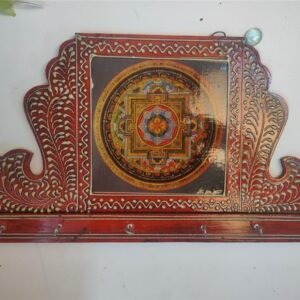 Handpainted Wooden Key Holder with Mandala Design