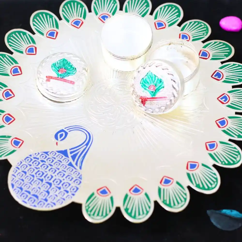 Peacock Pooja Plate - Image 2