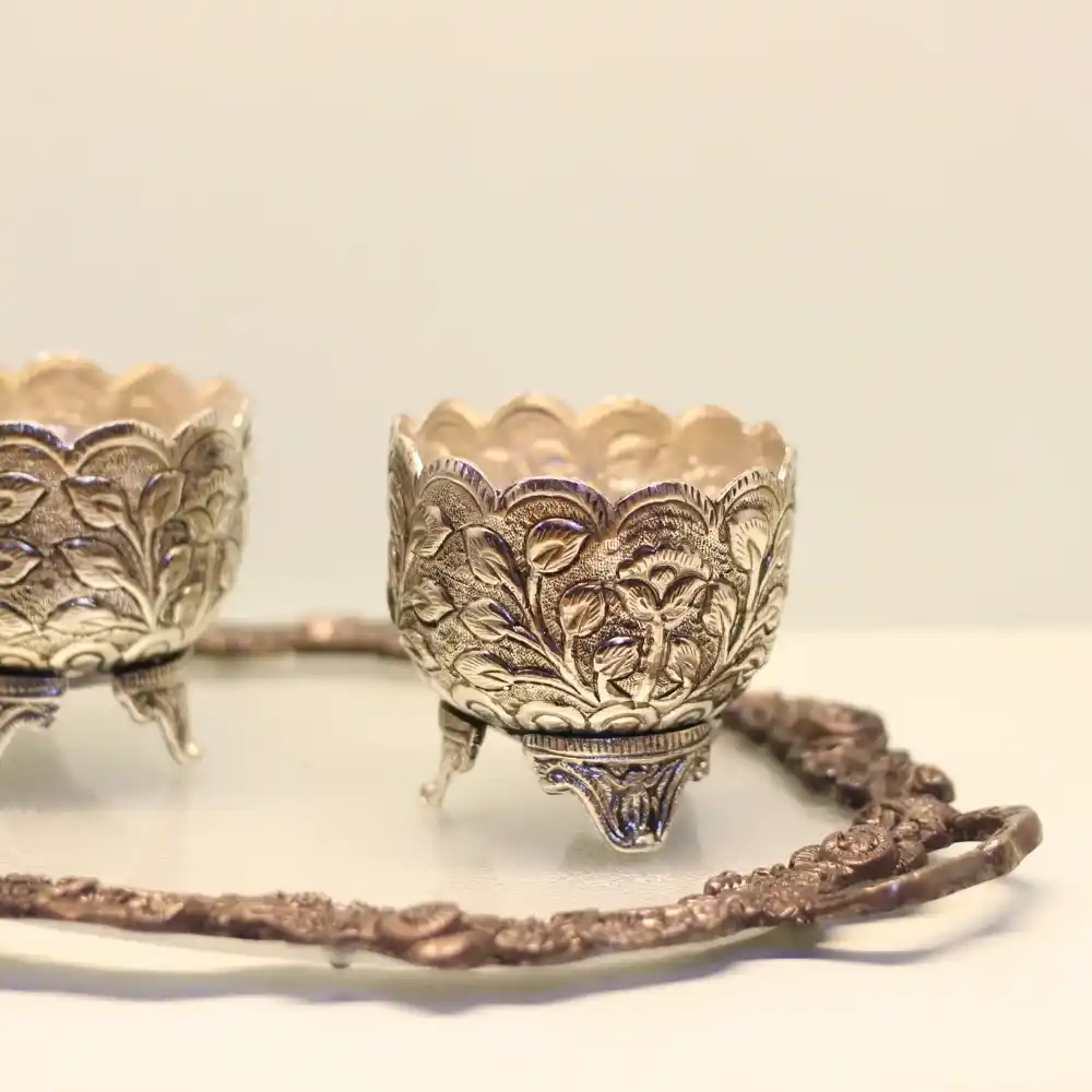 German Silver Tray Set Of 2 Bowl - Image 4