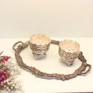 German Silver Tray Set Of 2 Bowl