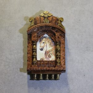 Wooden Jharokha With Painting 10 Inch – Traditional Wall Decor