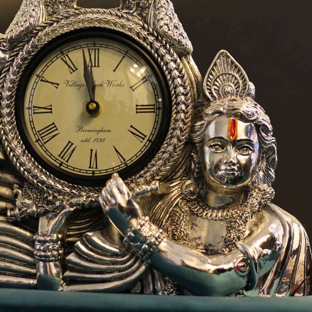 Krishna Two Peacock Wall Clock – Traditional Decorative Krishna Wall Clock - Image 4