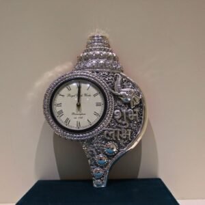 Shubh Labh Decorative Silver-Toned Clock – Traditional Indian Home Décor