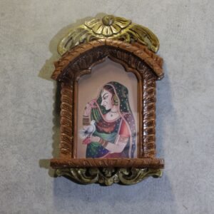 Wooden Jharokha With Painting 16 Inch – Traditional Indian Wall Decor