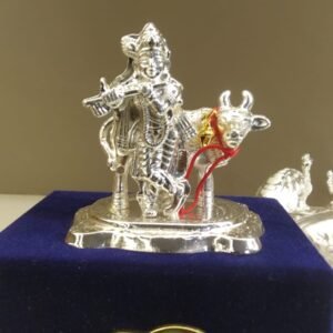 New Cow Krishna with Box β Silver Krishna Cow Decorative Idol