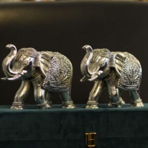 Elephant 6 Inch Clad with Silver – Decorative Elephant Pair
