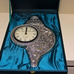 Shubh Labh Decorative Silver-Toned Clock – Traditional Indian Home Décor