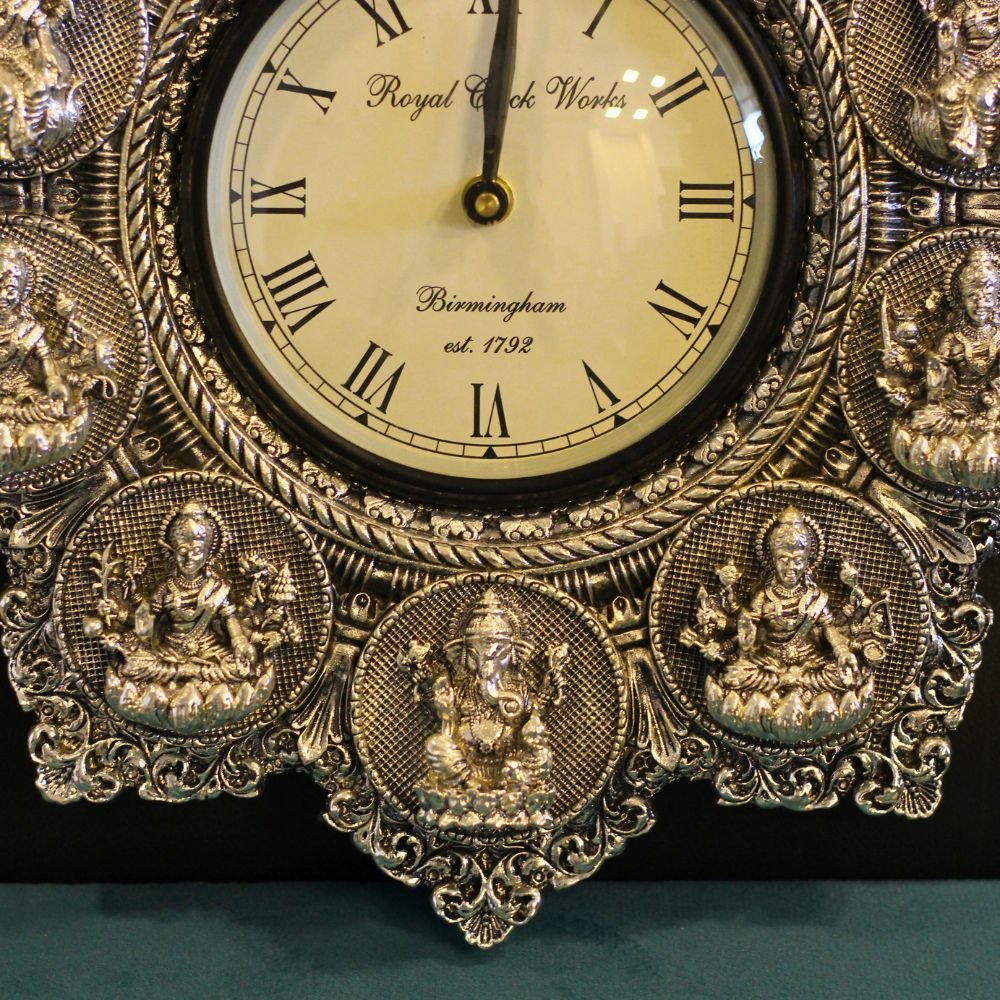 Ashtalakshmi Silver Wall Clock – Traditional Lakshmi Decorative Clock - Image 3