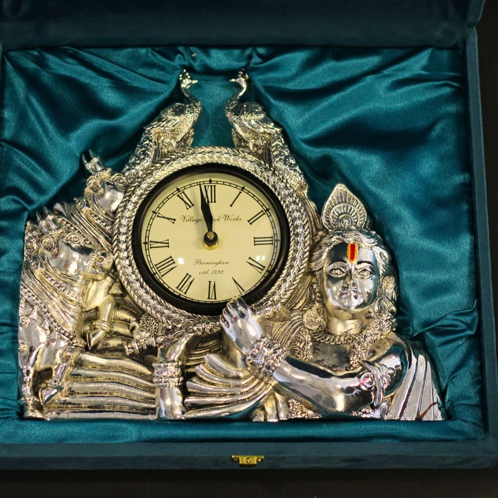 Krishna Two Peacock Wall Clock – Traditional Decorative Krishna Wall Clock - Image 2
