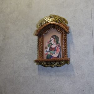 Wooden Jharokha With Painting 16 Inch – Traditional Indian Wall Decor