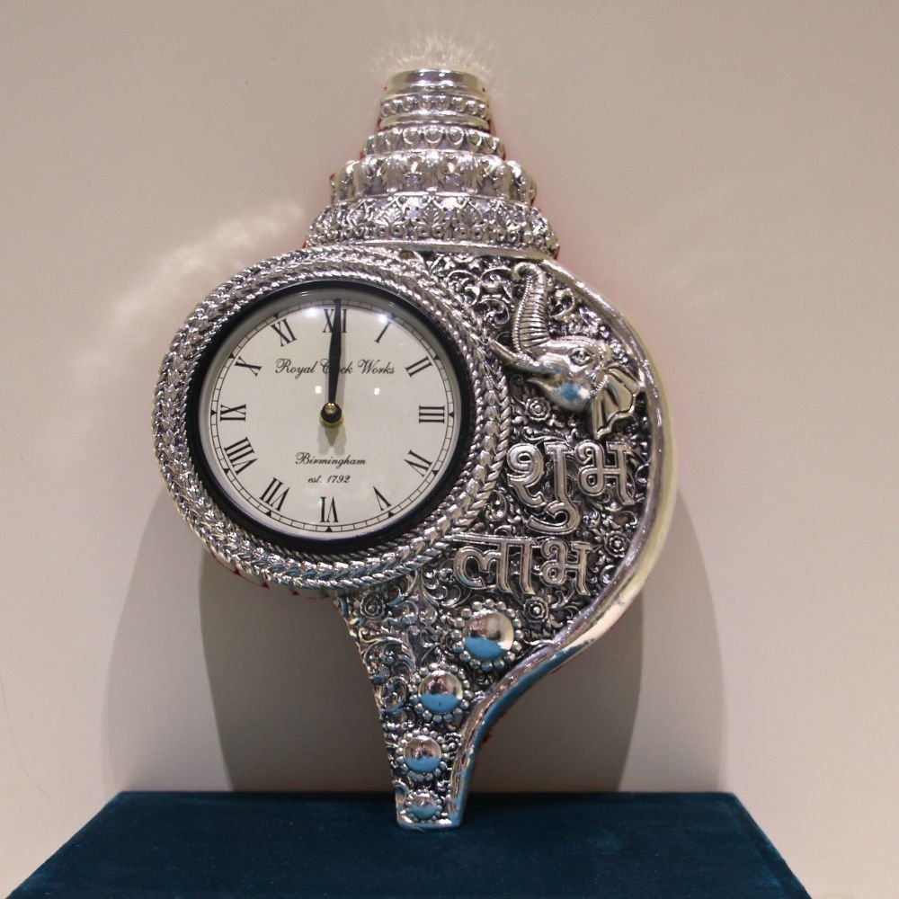 Shubh Labh Decorative Silver-Toned Clock – Traditional Indian Home Décor - Image 3