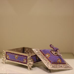 Metal Baggi Box Stone Work – Traditional Rajasthani Decorative Storage Box