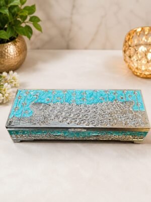 2 Part Dryfruit Box with Box – Peacock Design Decorative Dry Fruit & Gift Box