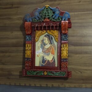 Wooden Jharokha With Painting 27 Inch – Handcrafted Traditional Indian Wall Decor