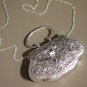 Brass Embossed Purse – Handcrafted Traditional Metal Clutch with Chain