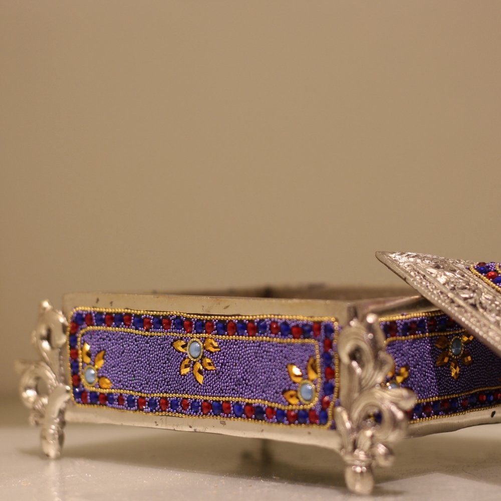Metal Baggi Box Stone Work – Traditional Rajasthani Decorative Storage Box - Image 2