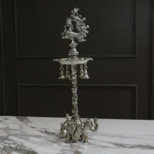 Metal 3 Elephant Samai Big – Traditional Elephant Pooja Lamp